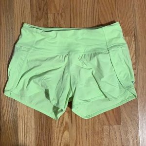 Neon green lulu lemon running shorts